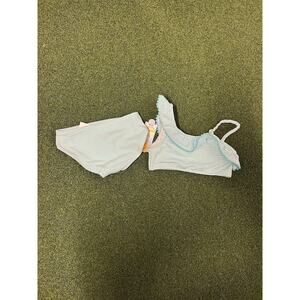 Cat&jack Girls Swimsuit Bikinis Set Size Small Blue And White Stripe